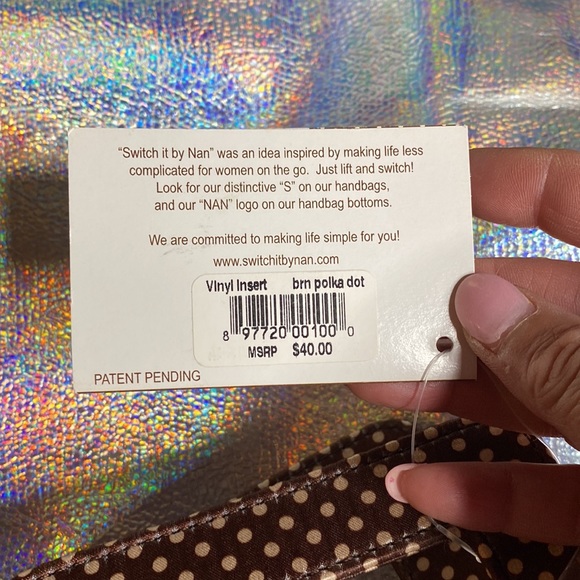 Switch It by Nan brown polka dot/clear vinyl purse insert, NWT - Picture 4 of 4